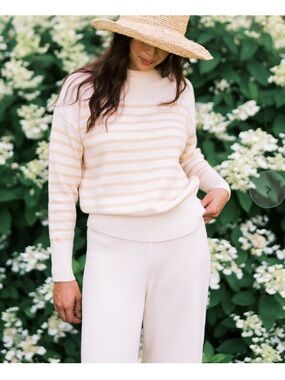 minnow cream and tan stripe knit sweater